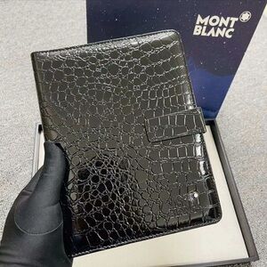 Montblanc Black Crocodile-Patterned Ring-Bound Notebook
